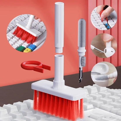 5 in 1 Multifunctional Keyboard Cleaning Brush Earphone Computer Keycap Puller Cleaner Wireless Earbuds Gap Dust Remover Tool