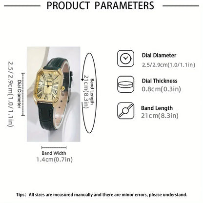 2pcs/set Square Couple's Watch, PU Leather Strap, Quartz Movement | Gifts for Men or Women | Valentine's Day Gifts