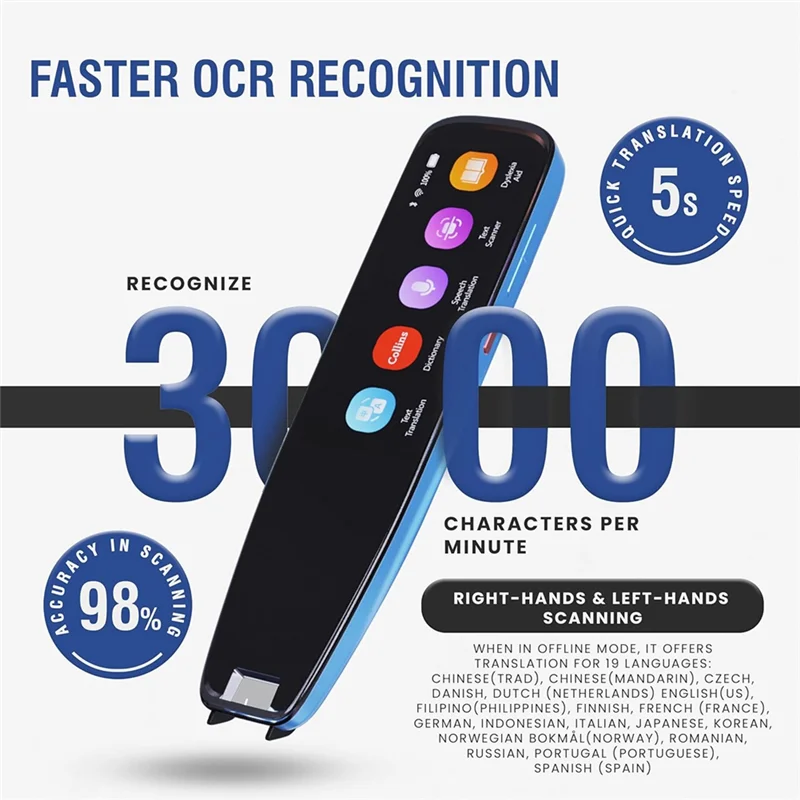 Efficient-Scan Reader Pen,16GB Collins Dictionary Scanner Translator Scanning Pen OCR Digital Voice Translator Device