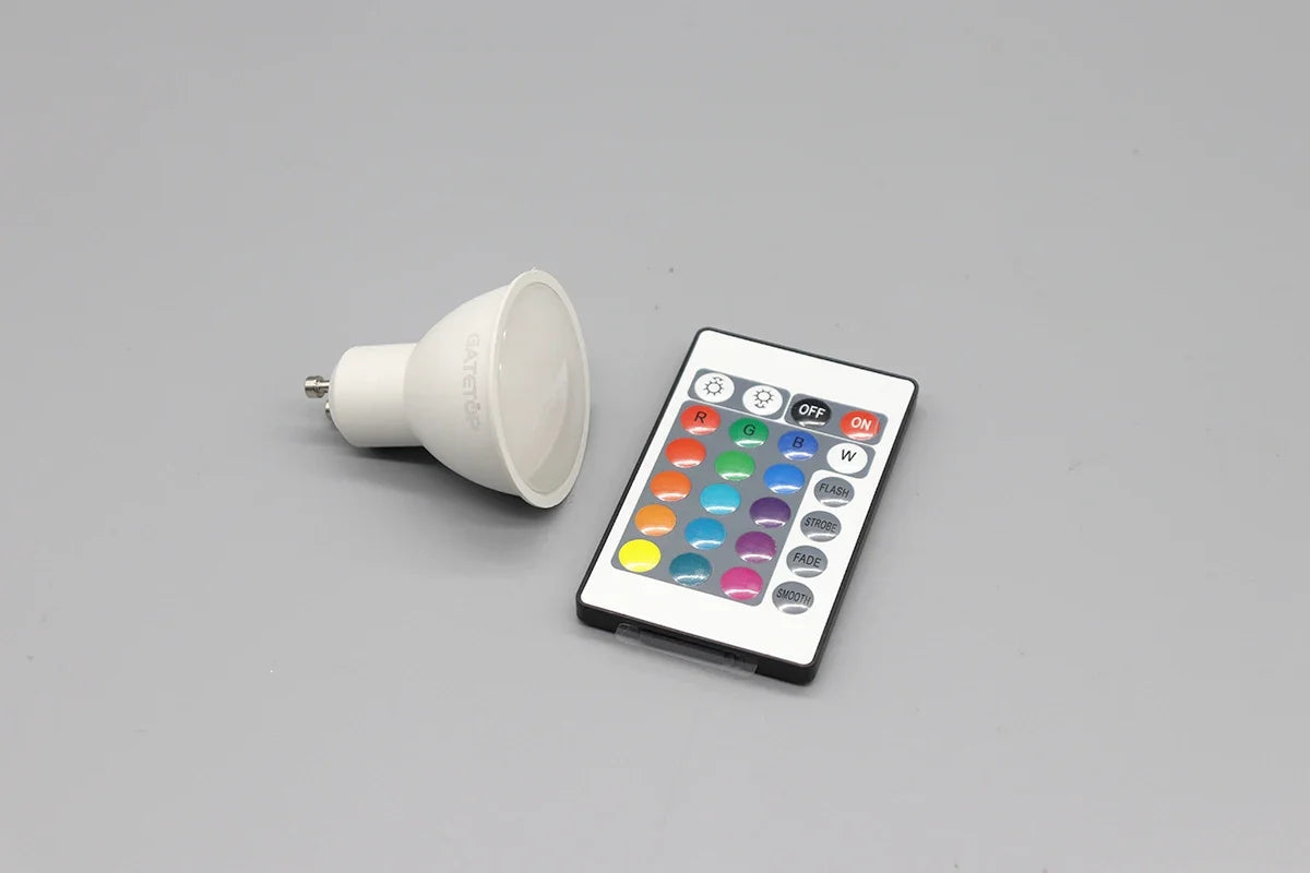 1-10PCS RGB GU10 LED Spotlight Bulb 24 Key Remote Control Dimmable 6W AC220V 110V Colorful Change for Bedroom Living Room Lamp