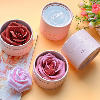 4-Color Rose Petal Blush,Waterproof Blush Cream,Natural Finish,Light Coverage,Perfect Gift for Christmas and Valentine's Day