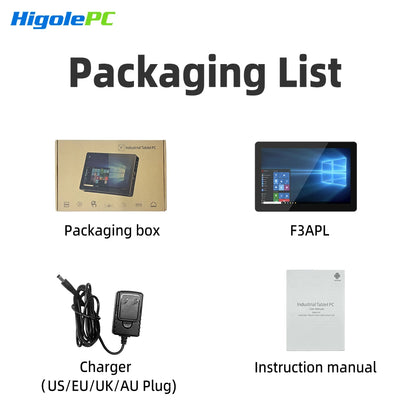 Higole F3APL 8'' Fanless Mini PC with Screen Intel J3455 Windows 10 WiFi5 4GB 64GB 2340mAh 4K Laptop Desktop PC Mini Computers