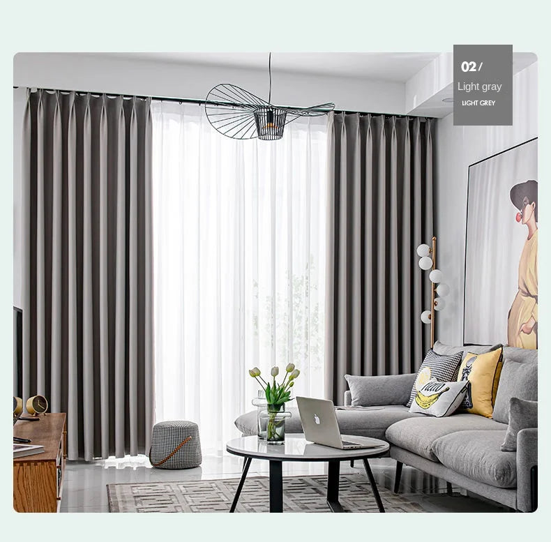 Light Luxury High Grade Bedroom High Blackout Curtain Ins Style Living Room Curtains Green Natural Solid Color Thickened Drapes