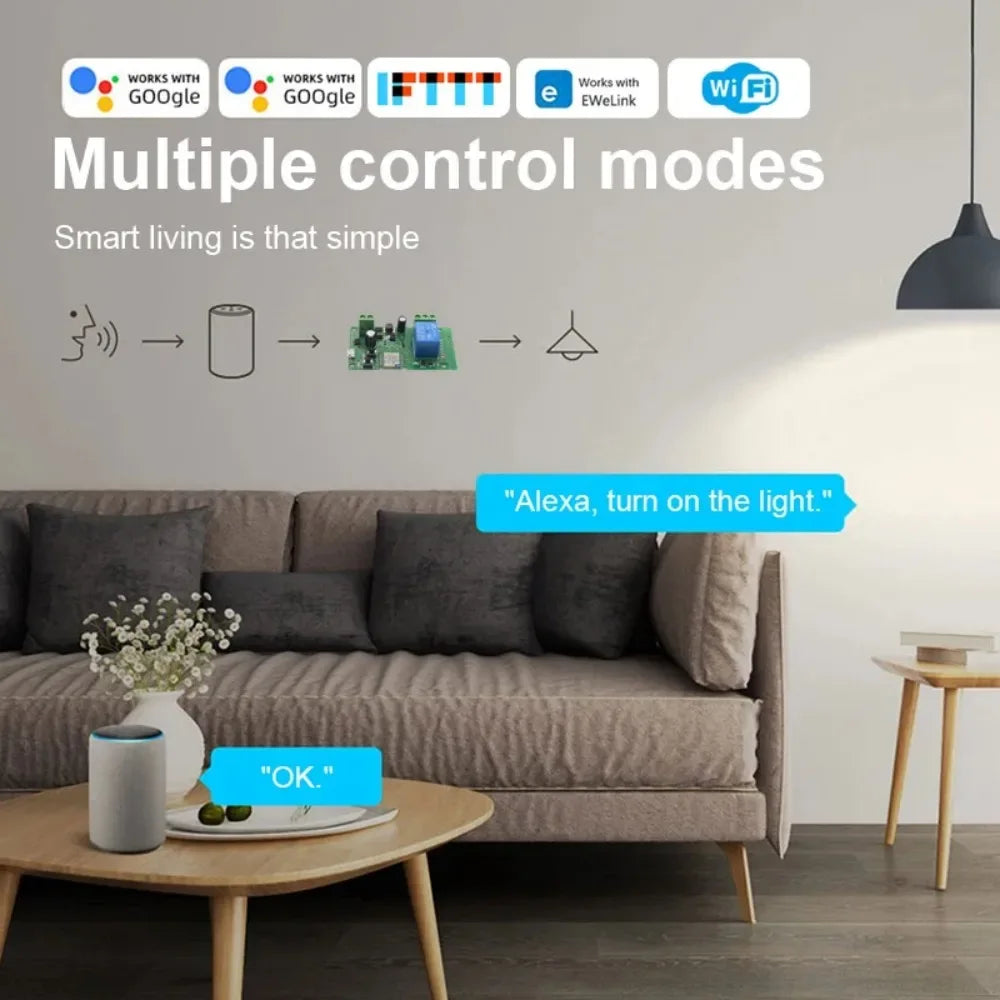 Ewelink WIFI Garage Door Opener Controller Smart Switch On Off Relay Module Gate Open Voice Control Alexa Google Home