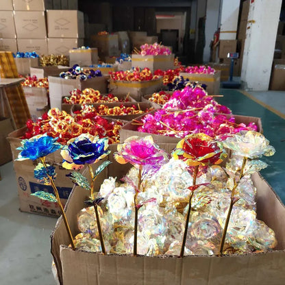 5-50PCS Simulation Artificial Rose Flower Diy Foil Plated Rose Lasts Forever Love Wedding Decor Roses Valentine's Day Gift