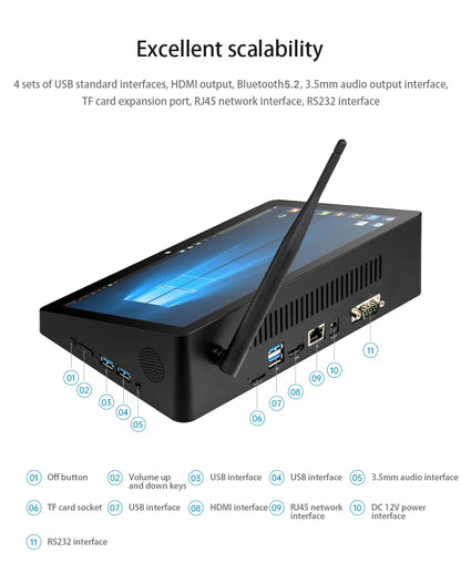 20256 Pipo H10 PRO 10.1 Inch IPS Touch Screen MINI PC Win11 Win10 OS Intel N100 Quad Core Tablet PC BT WIFI RJ45 USB 3.0 POE HD