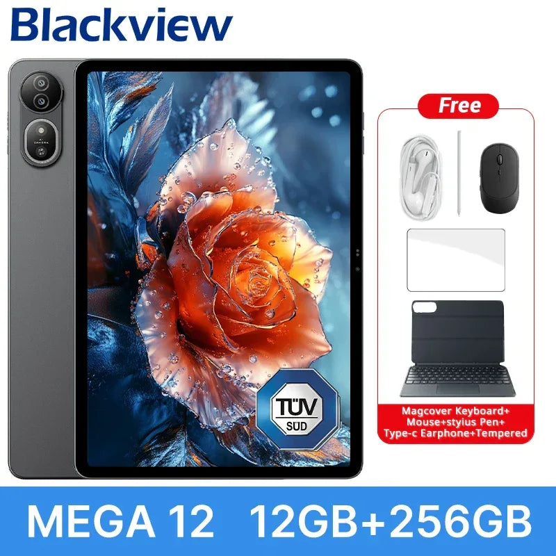 Blackview MEGA 12 Tablet 5G 12.2" 2.4K 120Hz Display Dimensity 7200 CPU IP69K Waterproof 50MP Camera 10000mAh Pad PC