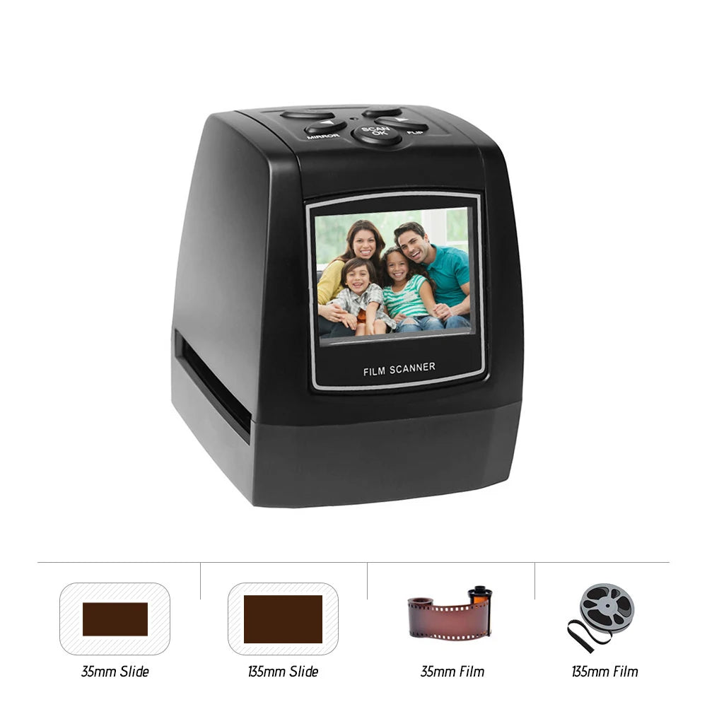 Protable Negative Film Scanner 35/135mm Slide Film Converter Photo Digital Image Viewer with 2.4" LCD Build-in Editing Software