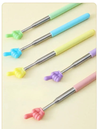 Colorful Finger Reading Sticks Stainless Steel Pointer Parent-Child Finger Reading Sticks Telescopic Rod Kids Teaching Tool