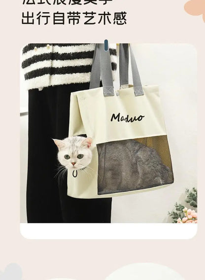 Pet carrying backpack breathable and lightweight diagonally spanning dog backpackcat bag outdoor handbag portablesingle shoulder