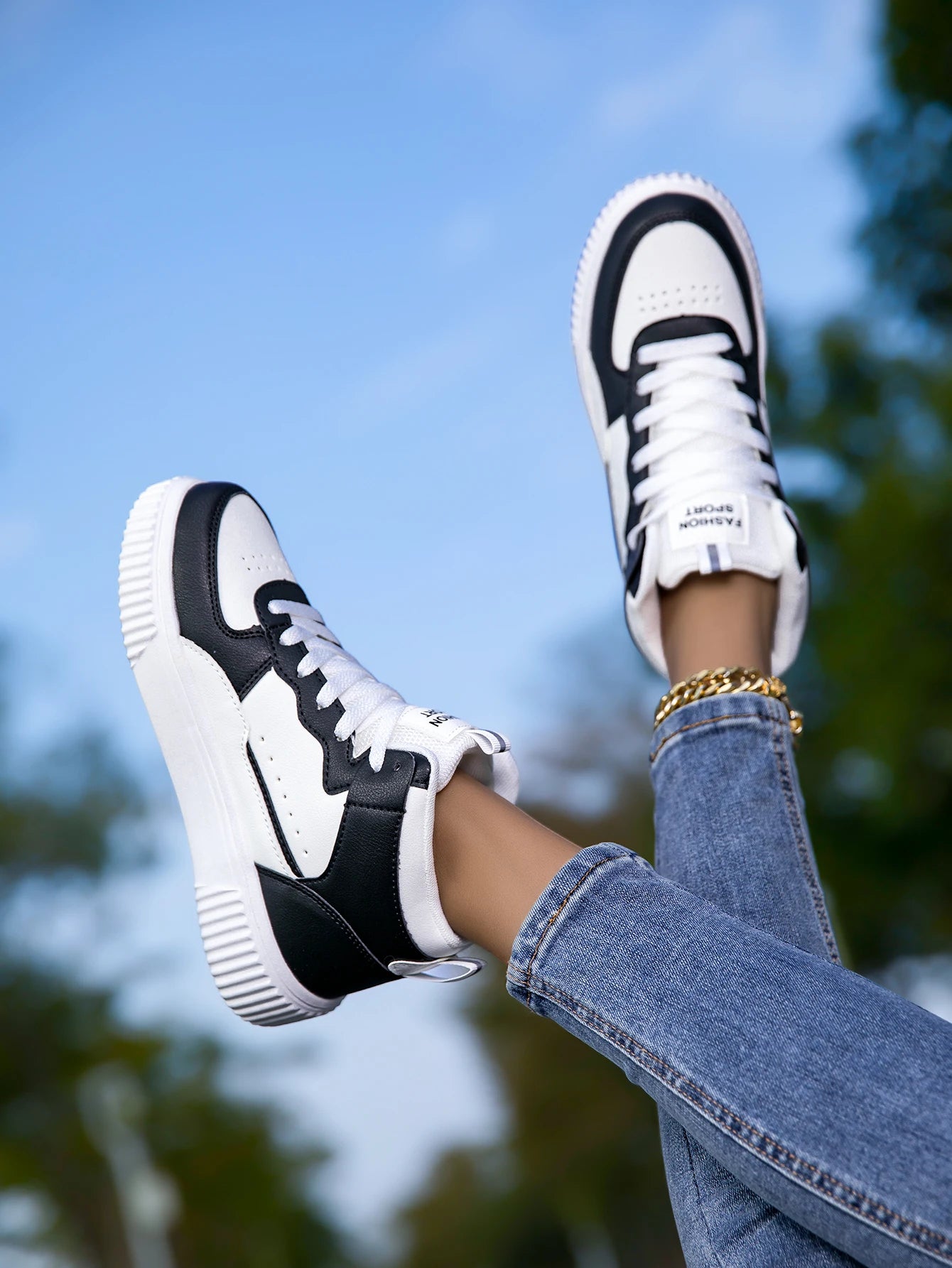 HKDQ Blue High Top Sneakers Unisex Non Slip Platform Men's Skate Shoes Spring Autumn Casual Leather Skateboard Shoes For Women