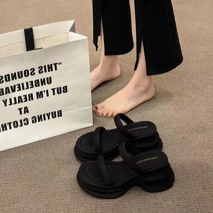 Women's Slippers Fashion Thick-soled Casual Sandals 2025 Summer New Beach Slippers for Women Platform Sandals Sandalias De Mujer