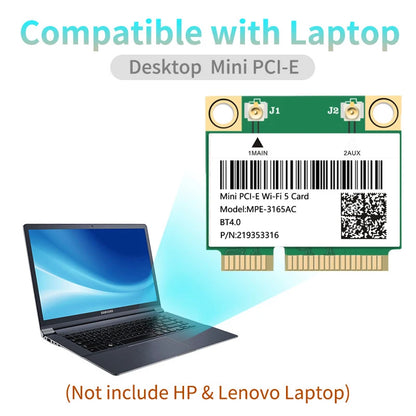 MC-AC7265 1200Mbps Bluetooth 4.2Mini PCI-E Interface 2.4G 5Ghz Wifi Card For Laptop