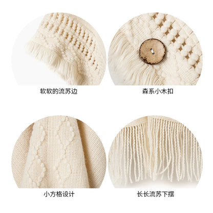 Cape, châle, manteau, poncho à capuche ethnique pour femme, pull à capuche, pompons, dropshipping