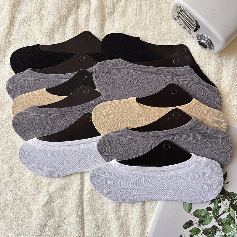 10 Pairs Random Men & Women Invisible Socks Non-slip Low Cut Boat Socks Breathable Cotton No Show Socks