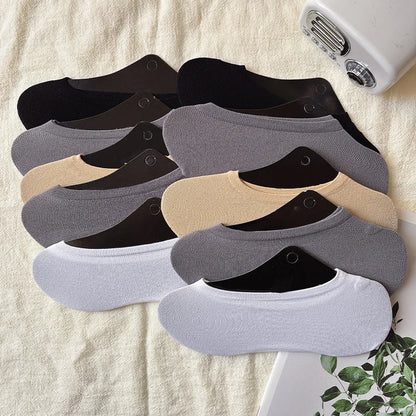 10 Pairs Random Men & Women Invisible Socks Non-slip Low Cut Boat Socks Breathable Cotton No Show Socks