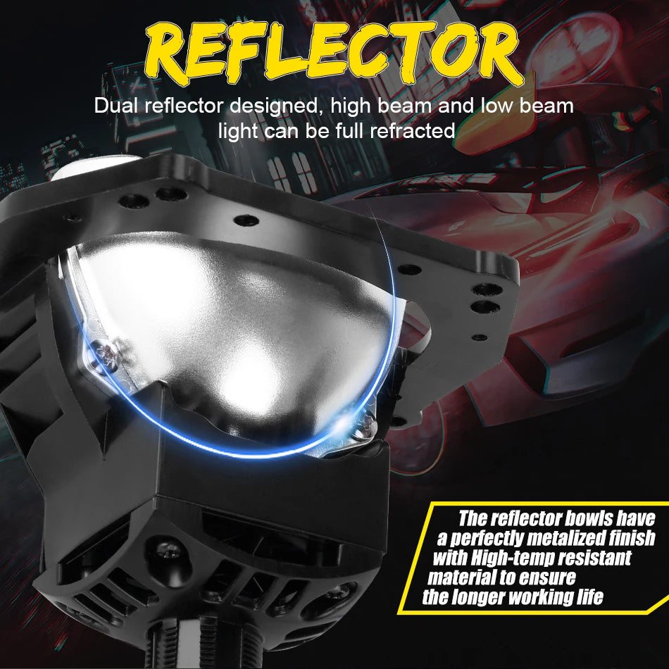 2pcs 3.0 Inch Bi Led Projector Lens Halo Light H4 H7 H1 9005 9006 Car Headlights Bulb Angel Eyes High Low Beam LED LHD RHD 6000K