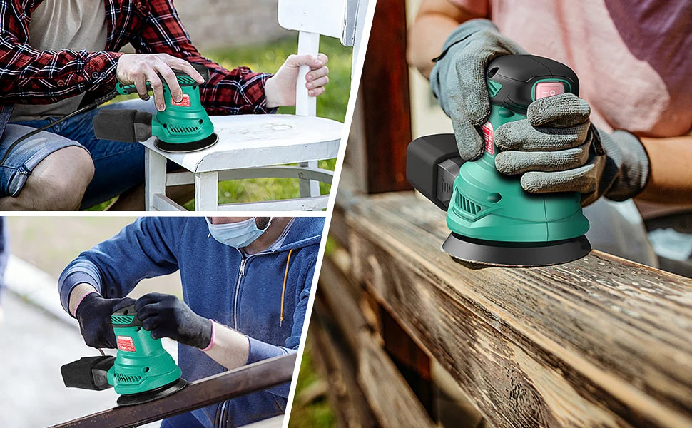 HYCHIKA 300W Random Orbital Sander with 12 Pieces Sandpaper 6 Speeds 230V Sanding Machine for Wood Metal Polishing Tools