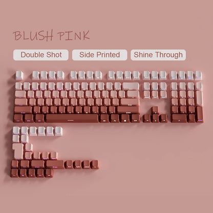 Babysbreath Side Print Shine Through Keycap Cherry Profile Double Shot PBT Keycaps 130 Key for Cherry MX Switches Gamer Keyboard