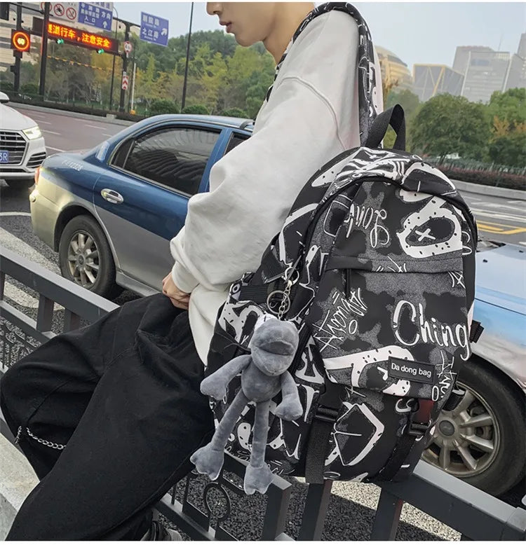 middle high school backpack for teenage boys cool school bag college student backpack large capacity schoolbag for boy cute doll