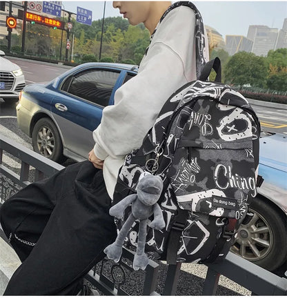 middle high school backpack for teenage boys cool school bag college student backpack large capacity schoolbag for boy cute doll