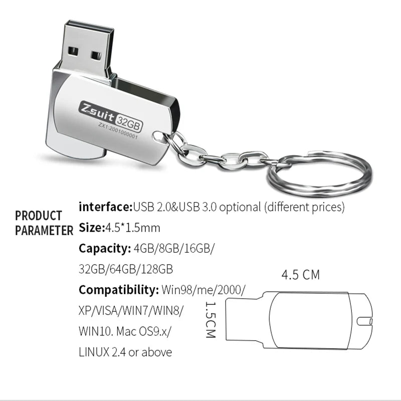 (over 10pcs Free Logo)Metal Flash Drive 4G 8G 32G Pendrive 64gb High Speed Memoria Usb Stick Waterproof Usb Pen Drives 1pcs 128g