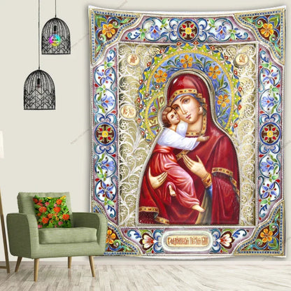 Icon of Christ Tapestry Jesus Easter Wall Decor God Home Decoration  Blessed Virgin Mary Wall Tapestries Christmas Room Decor