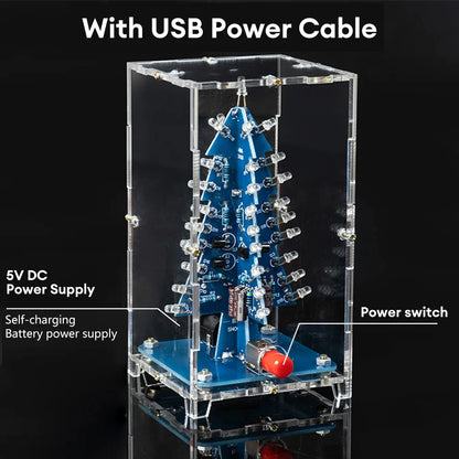 DIY 3D Christmas Tree Soldering Practice Colorful LED Flashing LED RGB Electronic Science Assemble Kit DIY Christmas Trees