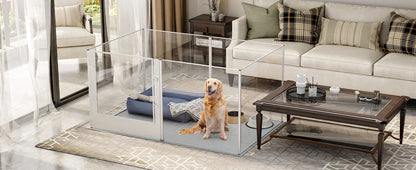 1Pc Large Acrylic Dog Playpen Cage Whelping Pen Box Indoor Enclosure Pet Clear Fence Puppy Playpen with Waterproof Fertility Pad