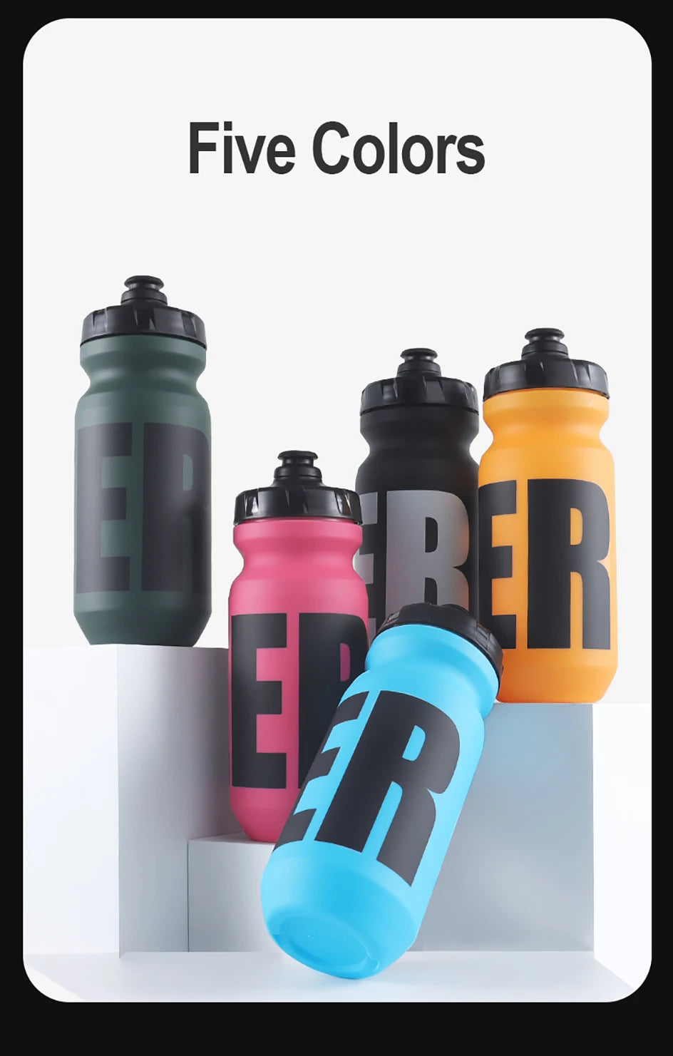 BOLANY 610ML Cycling Bike Water Bottle Bicycle Portable Kettle with Cover Matte Plastic Sports Bottle Outdoor Supplies