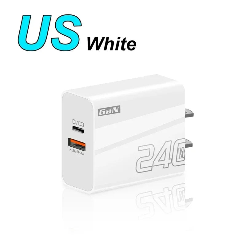 240W GaN USB Type C Charger PD Fast Charge Phone QC 3.0 Quick Chargers For iPhone 17 16Pro Max Mini iPad Charging NEW