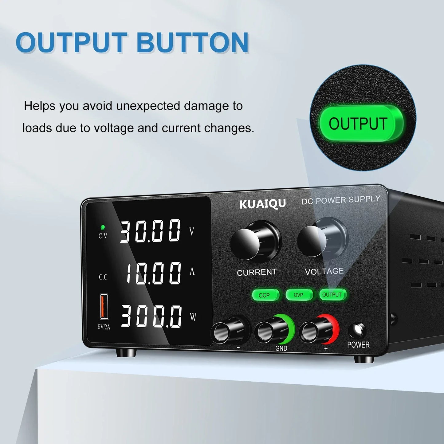 KUAIQU High Precision 30V10A Adjustable DC Stabilized Power Supply, Laboratory Specific Digital Display Power Supply, Aging Test
