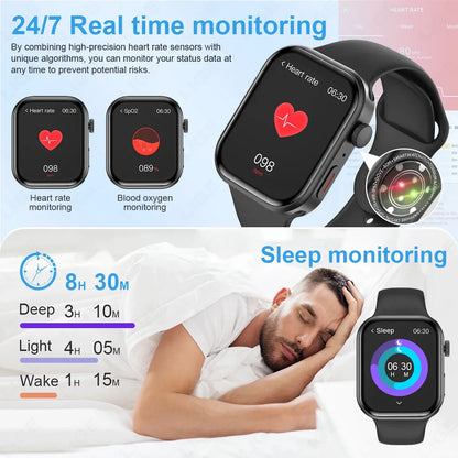 LIGE New Heart Rate Health Smartwatch Men Women 2.01" Bluetooth Call Music Smart Watches Ladies Sports Fitnesss Smart Watch Gift