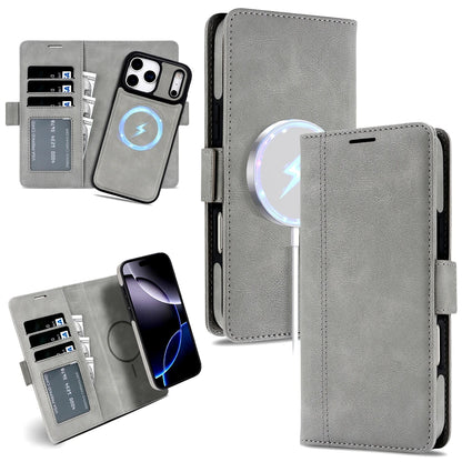 2 in 1 Magsafe Wallet Case For iPhone 17 Promax Air 16 Pro Max 15 Plus 14 13 12 iphone17 Cards Slot Leather Flip Phone Cover