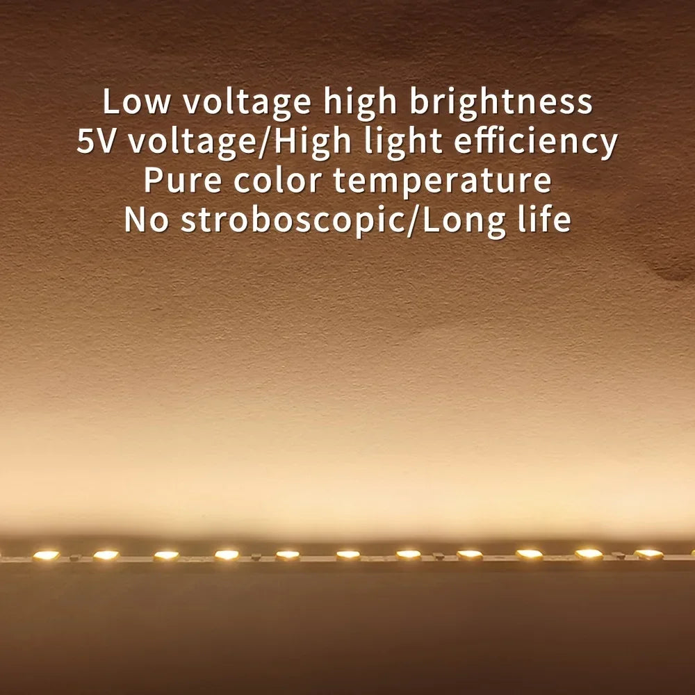 5V 2835 LED Strip Light Touch Sensor Switch Dimmable USB Flexible LED Tape Ribbon Light For Mirror Cabinet Stair Decor Lighting