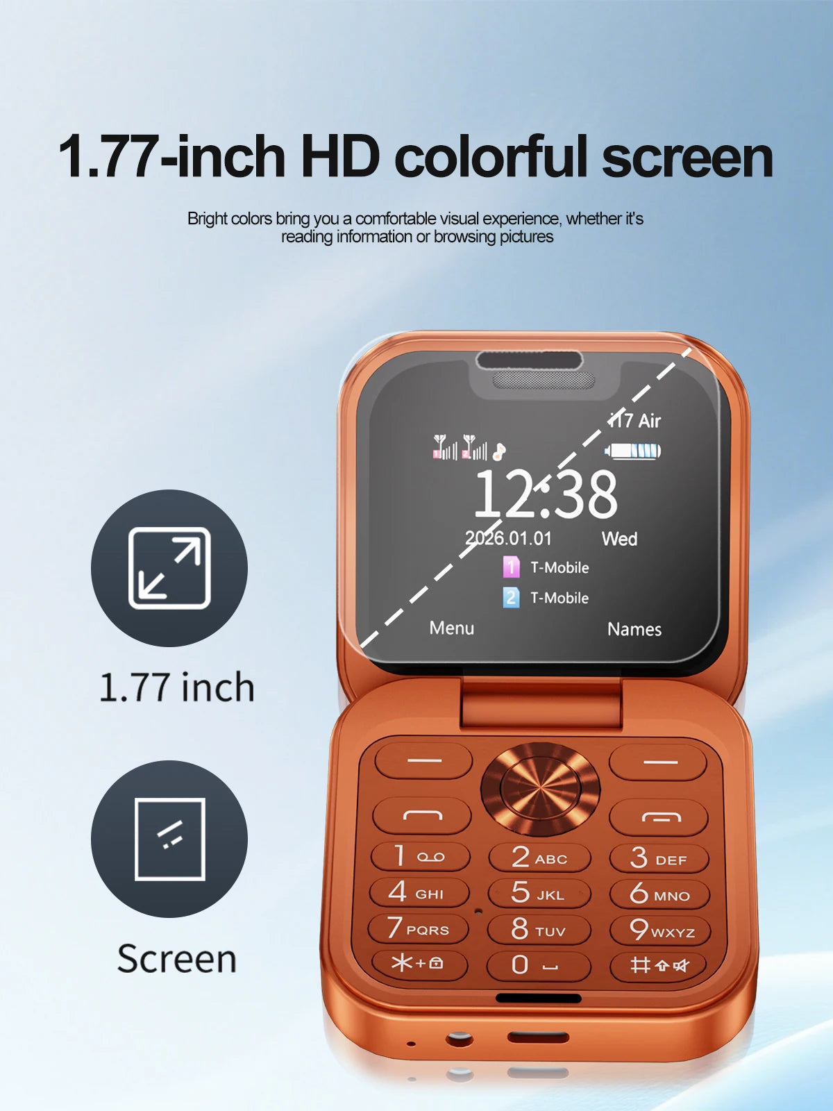 SERVO i17 AIR Mini Foldable Mobile Phone 2G GSM 1.77" Display Magic Voice Speed Dial FM Radio 2 SIM Card Small Square Cellphones