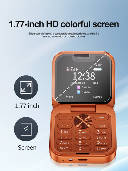 SERVO i17 AIR Mini Foldable Mobile Phone 2G GSM 1.77" Display Magic Voice Speed Dial FM Radio 2 SIM Card Small Square Cellphones