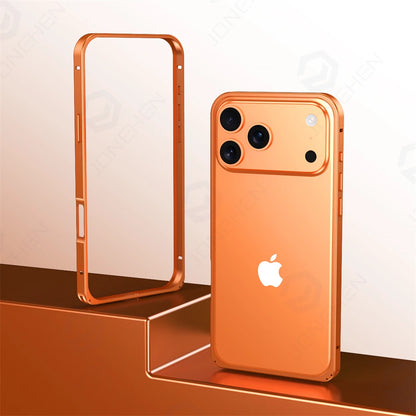 17pro Light Aluminum Metal Bumper Case Orange For iPhone 12 13 14 Plus 15 16 17 Pro Max Ultra Thin Alloy Back Frame Accessories