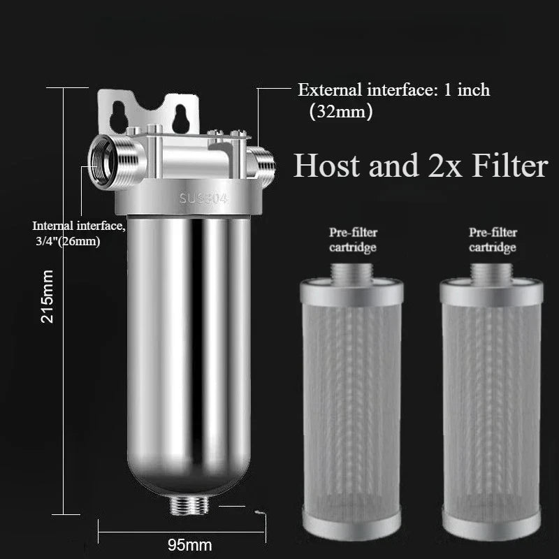 Whole House Well Water Filter for Household, 304 Stainless Steel Pre Filter with High Flow & Backwashing Function