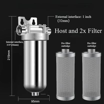 Whole House Well Water Filter for Household, 304 Stainless Steel Pre Filter with High Flow & Backwashing Function