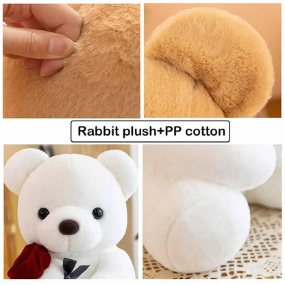 25cm Kawaii for Valentines Day Gift Teddy Bears Stuffed Animal Rose Bear Doll Valentine's Day Gift for Girlfriend