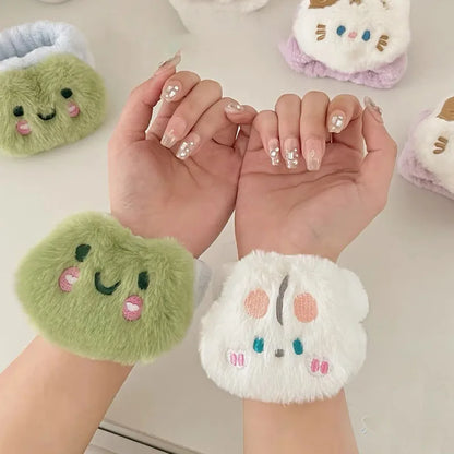 Cartoon Reusable Face Wash Hand Wrist Strap 1Pair Sweat Band Towel Band Flexible Absorbent Wrist Strap for Face Wash Comfortable