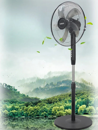 Household Silent Remote Control Standing Fan-5-Blade Powerful Oscillating Fan with Energy-Saving Motor, Adjustable Height