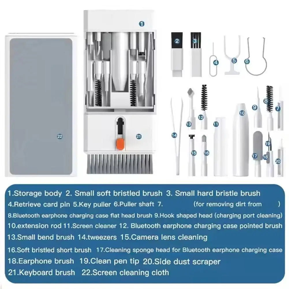 22-in-1 Multi-Function Cleaning Kit Brush Bluetooth Earphones Cleaning Pen for iPhone AirPods iPad Digital Camera PC Keyboard