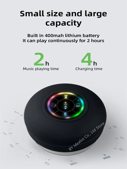 2025 Waterproof Wireless Led Bluetooth Speaker Large Suction Cup Bathroom Mini Portable Speakers Outdoor Sport Stereo Speakers