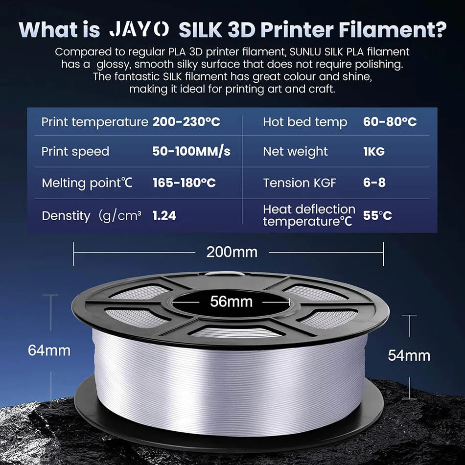 JAYO PLA/PLA META/PETG/SILK/PLA+/Wood/ ABS/Marble 3D Printer Filament 1.75mm 5KG 3D Printing Materials for 3D Printer&3D Pen