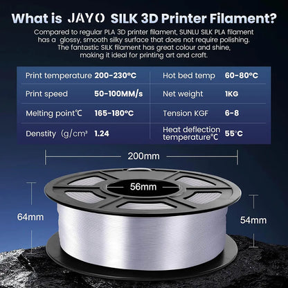 JAYO PLA/PLA META/PETG/SILK/PLA+/Wood/ ABS/Marble 3D Printer Filament 1.75mm 5KG 3D Printing Materials for 3D Printer&3D Pen