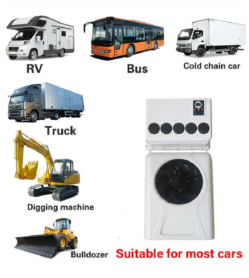 Treeligo Cooling Electric Car Split Air Conditioner 12V Parking Air Conditioning 24V For RV Truck Tractor Camper Van Motorhome