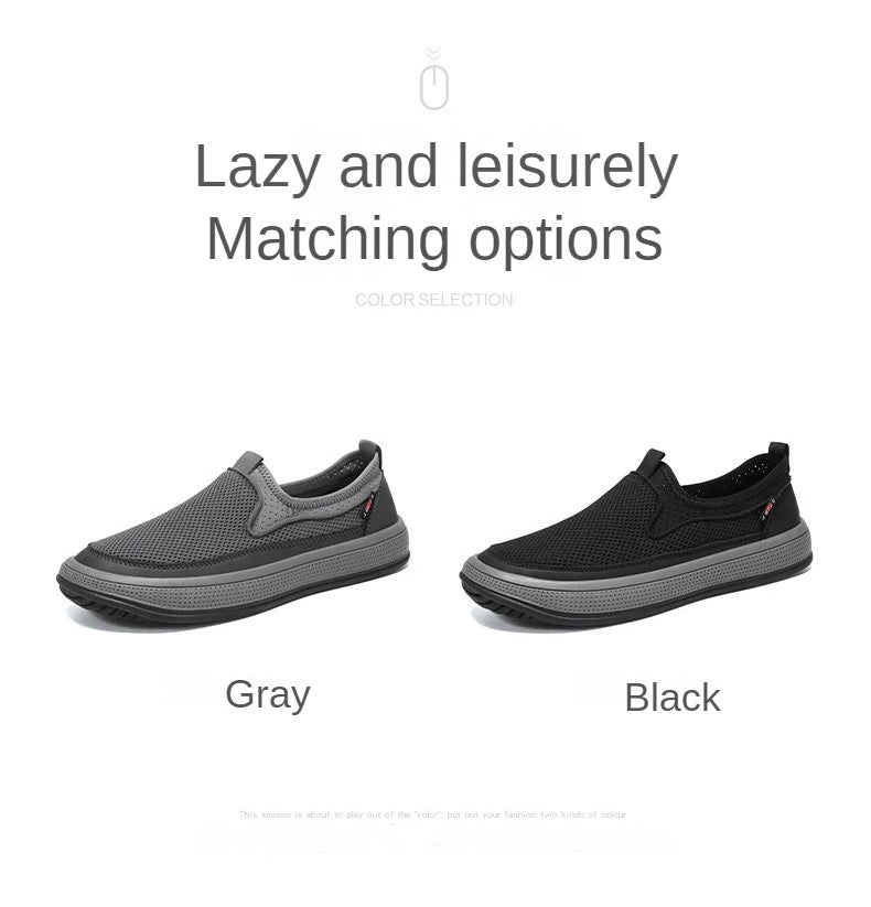 Men's mesh shoes 2026 summer new solid color versatile single shoe breathable soft sole lightweight casual shoes