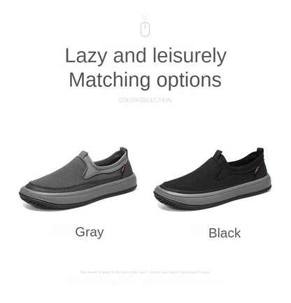 Men's mesh shoes 2026 summer new solid color versatile single shoe breathable soft sole lightweight casual shoes